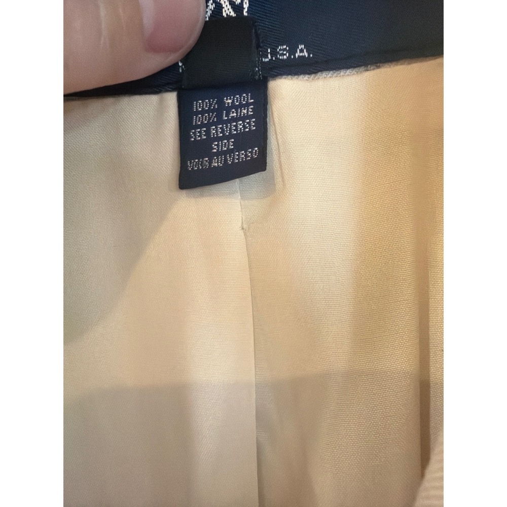 Ralph Lauren Womens Pinstripe Wool Double Breasted Blazer Cream Navy Vintage 4 - Picture 4 of 6